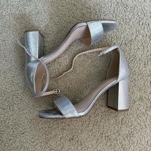 Elegant Silver Block Heel Sandals